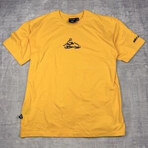 Ski Doo Shirt Mens XL Yellow Vtg Y2K Bombardier Snowmobile Racing Puff Print